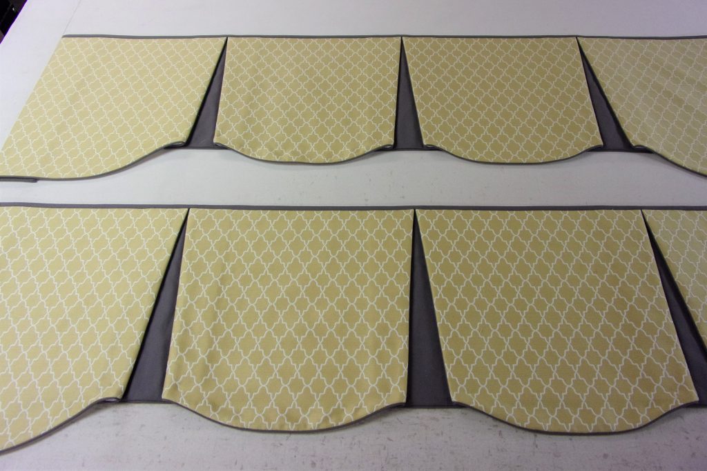 EMILEE Hidden Rod Pocket valances made from purchased curtain panels. These custom window valances were interlined.