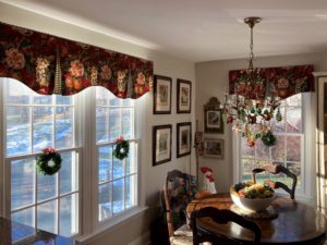 Custom Rod Pocket valances for single and double windows, French Country inspired
