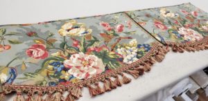 Hidden Rod Pocket valance constructed using floral home décor fabric