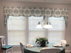 PEYTON Hidden Rod Pocket valance shown hanging on a dining room window